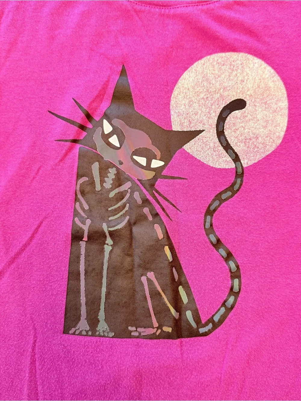 Gap Kids Halloween Long Sleeve Tshirt Black Cat Glow in the Dark S(6-7) Organic